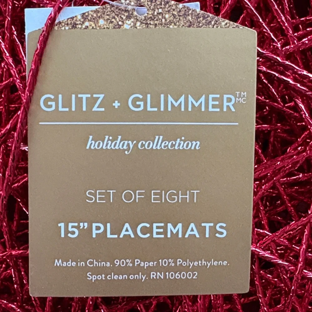 Glitz + Shimmer Holiday Collection Placemats - Set of 8